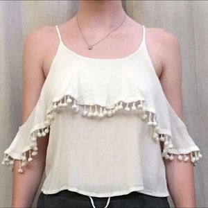 White Tank with Off-the-Shoulder Ruffles